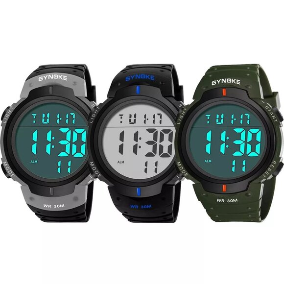 Men's Digital Sports Watches Multifunctional LED Backlight Big Number Watch Gift - Picture 2 of 16